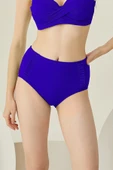 Saks Mavi Yanları Fırfırlı Yüksel Bel Tek Alt Bikini thumbnail 4