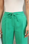 Bağlama Detaylı Beli Lastikli Kumaş Pantolon 6171-Yeşil thumbnail 6