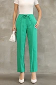 Bağlama Detaylı Beli Lastikli Kumaş Pantolon 6171-Yeşil thumbnail 5
