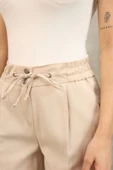 Bağlama Detaylı Beli Lastikli Kumaş Pantolon 6171-Vizon thumbnail 6