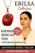 Sertifikalı Ham İşlenmemiş Kırmızı Mercan Doğal Taş Kolye – Tutku Canlılık Enerji Taşı - 1