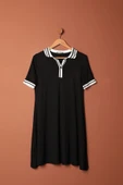 Süprem Kumaş Polo Yaka Elbise-Siyah thumbnail 1