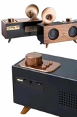 Bluetooth Nostalji Speaker Radyo Gramofon Ahşap Renk Vintage thumbnail 2