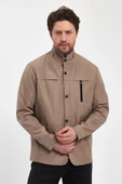Erkek Krem Regular Uzun Mevsimlik Pamuk Polyester Karışımlı Safari Mont&Ceket - 3