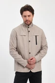 Erkek Açık Krem Regular Uzun Mevsimlik Pamuk Polyester Karışımlı Safari Mont&Ceket thumbnail 4