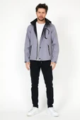 YENİ SEZON ERKEK GRİ SOFTSHELL KAPÜŞONLU İÇ CEPLİ SU VE RÜZGAR GEÇİRMEZ MEVSİMLİK&YAZLIK MONT - 2