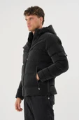 Erkek Siyah Su Ve Rüzgar Geçirmez Kürklü Çıkartılabilir Kapüşonlu  Mont&Kaban thumbnail 4