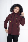 Bordo Kız Çocuk Su Ve Rüzgar Geçirmez Çıkartılabilir Kapüşonlu Kapitone Mont&Kaban - 3
