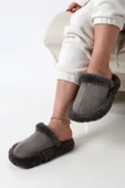Albishoes Kadın Sessiz Yumuşak Eva Taban Peluş Yünlü Pofuduk Ev Terlik Kışlık Terlik Peluş Terlik - 6
