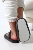 Albishoes Kadın Sessiz Yumuşak Eva Taban Peluş Yünlü Pofuduk Ev Terlik Kışlık Terlik Peluş Terlik - 7