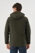 Erkek Yeşil %100 Su Ve Rüzgar Geçirmez Kürklü Çıkartılabilir Kapüşonlu Mont&Kaban thumbnail 4