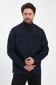 Erkek Lacivert Regular Uzun Mevsimlik Pamuk Polyester Karışımlı Safari Mont&Ceket - 1