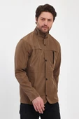 Erkek Kahverengi Regular Uzun Mevsimlik Pamuk Polyester Karışımlı Safari Mont&Ceket - 2