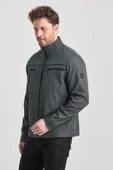 Antrasit Erkek Pamuk Polyester Karışımlı Çift Göğüs Fermuarlı Su Ve Rüzgar Geçirmez Mevsimlik&Yazlık Mont thumbnail 4