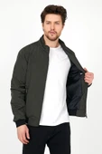 Yeni Sezon Erkek Yeşil Mevsimlik Triko Ve Deri Biye Detaylı Fermuarlı İç Cepli Mont&Ceket thumbnail 2