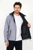 YENİ SEZON ERKEK GRİ SOFTSHELL KAPÜŞONLU İÇ CEPLİ SU VE RÜZGAR GEÇİRMEZ MEVSİMLİK&YAZLIK MONT - 3