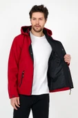 YENİ SEZON ERKEK KIRMIZI SOFTSHELL KAPÜŞONLU İÇ CEPLİ SU VE RÜZGAR GEÇİRMEZ MEVSİMLİK&YAZLIK MONT - 4