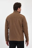 Erkek Kahverengi Regular Uzun Mevsimlik Pamuk Polyester Karışımlı Safari Mont&Ceket - 6