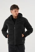 Erkek Siyah Su Ve Rüzgar Geçirmez Kürklü Çıkartılabilir Kapüşonlu  Mont&Kaban thumbnail 3