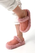 Albishoes Kadın Sessiz Yumuşak Eva Taban Peluş Yünlü Pofuduk Ev Terlik Kışlık Terlik Peluş Terlik - 7