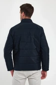 Erkek Lacivert Standart Fit Normal Kesim Dik Yaka Omuz Detaylı Kışlık Mont - 6