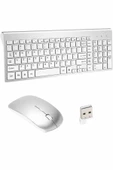 Kablosuz Klavye Mouse Seti Beyaz Q Klavye Tüm Cihazlara Uyumlu thumbnail 3
