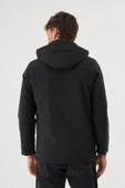 Erkek Siyah %100 Su Ve Rüzgar Geçirmez Kürklü Çıkartılabilir Kapüşonlu Mont&Kaban thumbnail 3