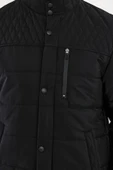 Erkek Siyah Standart Fit Normal Kesim İçi Kürklü Dik Yaka Çıtçıt Detaylı Fermuarlı Kışlık Mont thumbnail 5