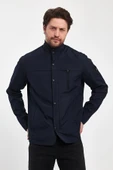 Erkek Lacivert Regular Uzun Mevsimlik Pamuk Polyester Karışımlı Safari Mont&Ceket - 4