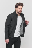 Erkek Siyah Mevsimlik Triko Detaylı Fermuarlı İç Cepli Mont&Ceket thumbnail 2
