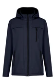Lacivert Erkek %100 Su Geçirmez İçi Polarlı İç Çepli Çıkartılabilir Kapüşonlu Softshell Mont&Kaban thumbnail 1