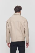 Krem Erkek Basic Suni Deri Yazlık Ceket&Mont - 6