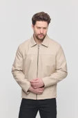 Krem Erkek Basic Suni Deri Yazlık Ceket&Mont - 1