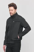 Erkek Siyah Mevsimlik Triko Detaylı Fermuarlı İç Cepli Mont&Ceket thumbnail 3