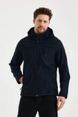 Lacivert Erkek %100 Su Geçirmez İçi Polarlı İç Çepli Çıkartılabilir Kapüşonlu Softshell Mont&Kaban thumbnail 3