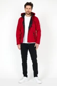 YENİ SEZON ERKEK KIRMIZI SOFTSHELL KAPÜŞONLU İÇ CEPLİ SU VE RÜZGAR GEÇİRMEZ MEVSİMLİK&YAZLIK MONT - 2