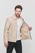 Krem Erkek Basic Suni Deri Yazlık Ceket&Mont - 2
