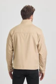 Krem Erkek Pamuk Polyester Karışımlı Çift Göğüs Fermuarlı Su Ve Rüzgar Geçirmez Mevsimlik&Yazlık Mont - 6