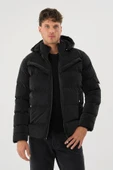 Erkek Siyah Su Ve Rüzgar Geçirmez Kürklü Çıkartılabilir Kapüşonlu  Mont&Kaban thumbnail 1