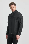 Siyah Erkek Pamuk Polyester Karışımlı Çift Göğüs Fermuarlı Su Ve Rüzgar Geçirmez Mevsimlik&Yazlık Mont thumbnail 3