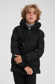SİVAİST SİYAH ERKEK ÇOCUK SU VE RÜZGAR GEÇİRMEZ İÇİ KALIN KÜRKLÜ MONT & KABAN thumbnail 4