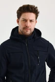 Lacivert Erkek %100 Su Geçirmez İçi Polarlı İç Çepli Çıkartılabilir Kapüşonlu Softshell Mont&Kaban thumbnail 4