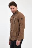 Erkek Kahverengi Regular Uzun Mevsimlik Pamuk Polyester Karışımlı Safari Mont&Ceket - 3
