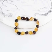 Gümüş Pazarım Çift Renk Orjinal Çocuk Kehribar Bileklik - 1