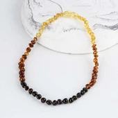 Gümüş Pazarım Sıralı Renk Orjinal Çocuk Kehribar Kolye - 1