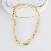 Gümüş Pazarım Yuvarlak Kesim Orjinal Çocuk Kehribar Kolye - 1