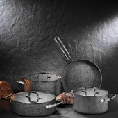 Stone-Age 7 Parça Çizilmez Yanmaz Yapışmaz İndüksiyonlu Tencere Seti thumbnail 5