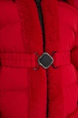 Kırmızı Peluş Detaylı İçi Kürklü Kalın Şişme Kız Çocuk Mont&Kaban - 4