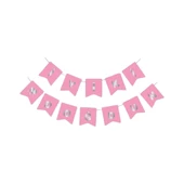 Oben Oben Parti Pembe Gümüş Yaldızlı Happy Birthday Banner - 1