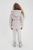 Krem Peluş Detaylı İçi Kürklü Kalın Şişme Kız Çocuk Mont&Kaban - 6